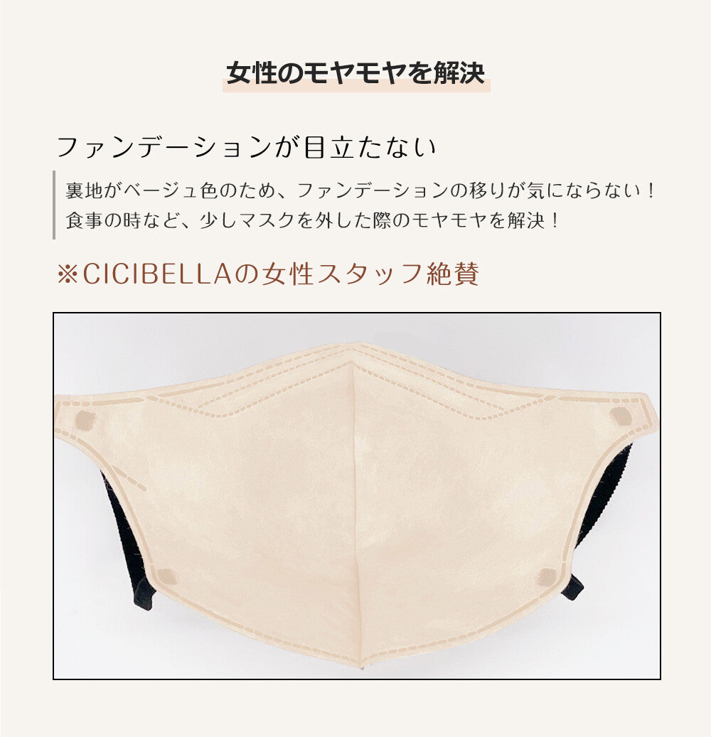 【送料無料】cicibella 5D立体マスク 冷感マスク バイカラー 不織布